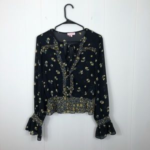re-named Floral Chiffon Peasant Top Sz M